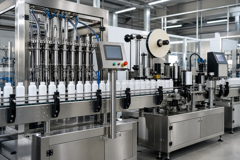 Filling, capping, labeling, and coding systems
